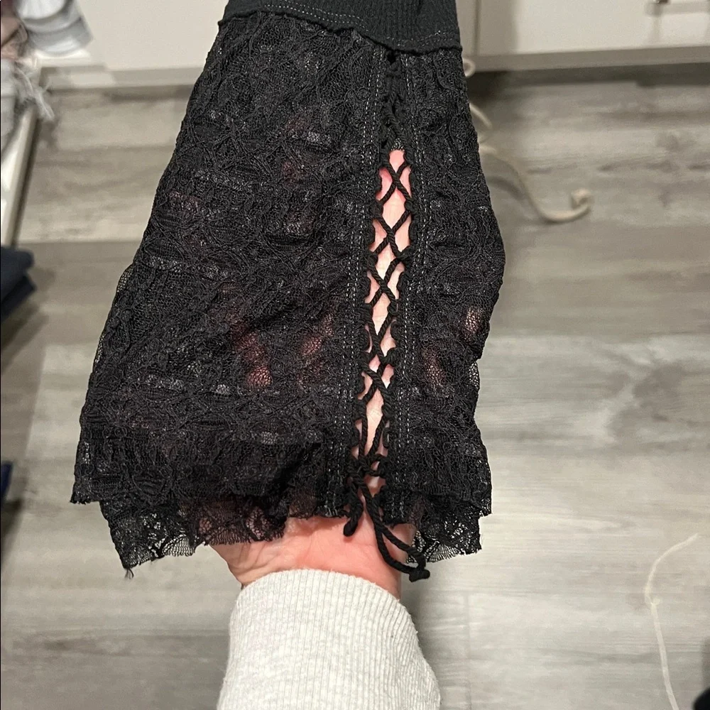 Free People Juliet Lace Up Bell Sleeve Cuff Thermal Top, size S